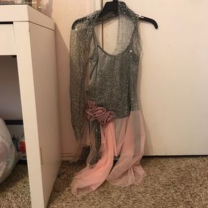 Pink and grey sparkly dance costume